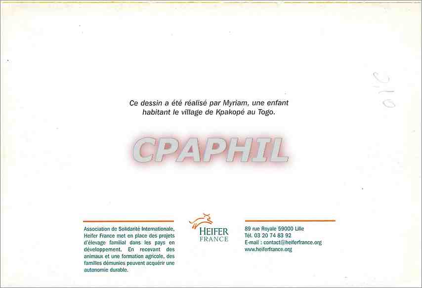 CPM Ce dessin a ete realise par Myriam une enfant habitant le village de Kpakope au Togo  — Verso