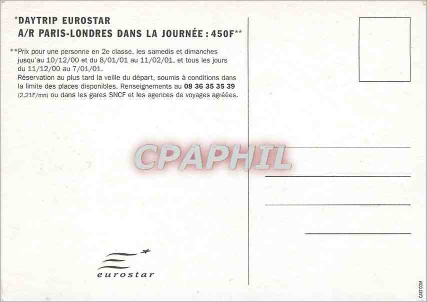 CPM Une journee de shopping a Londres Eurostar Police — Rückseite