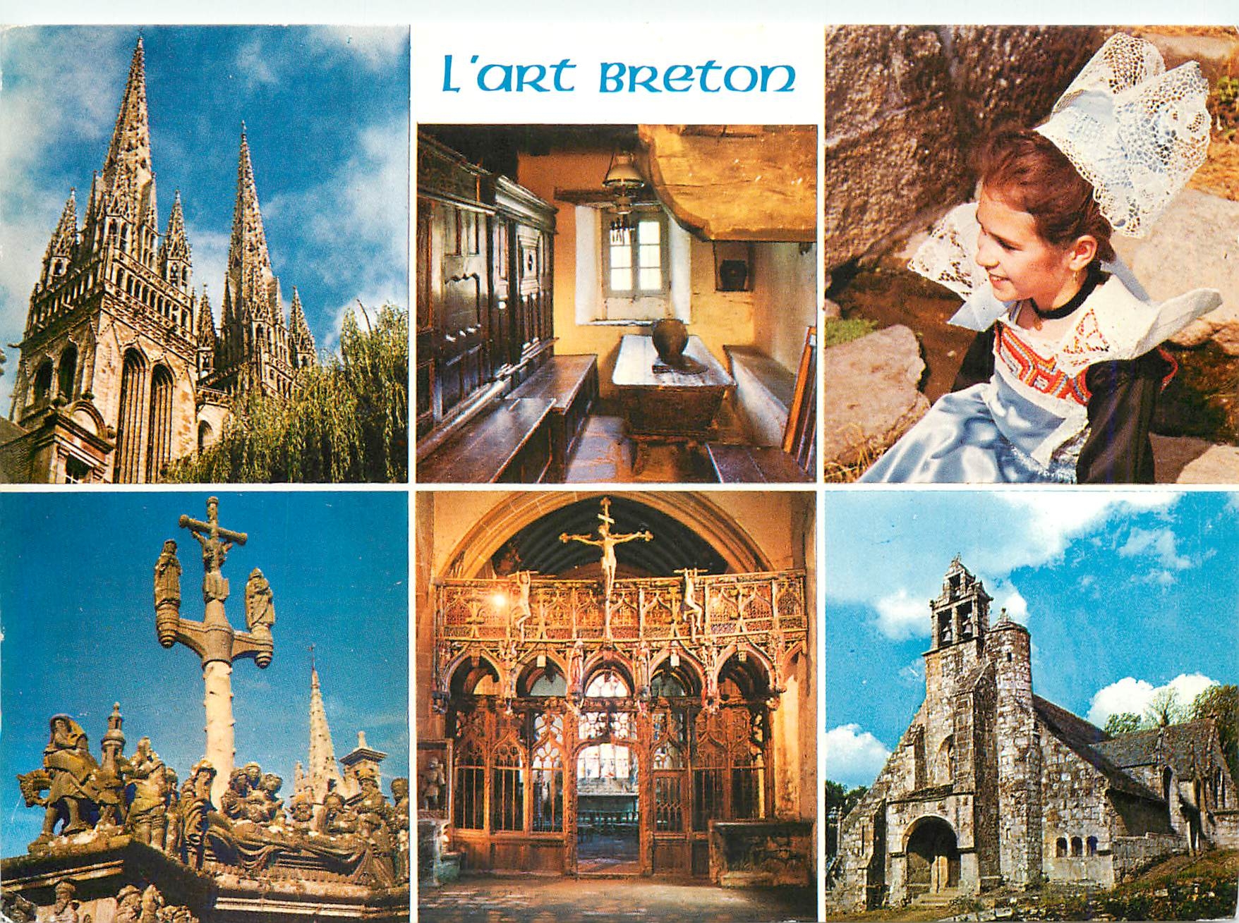 CPM Couleurs de Bretagne Divers aspects du patrimoine breton Cathedrale gothique de Quimper 