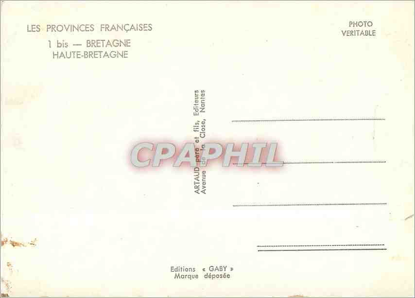 CPM Les Provinces Francaises Haute Bretagne  — Back