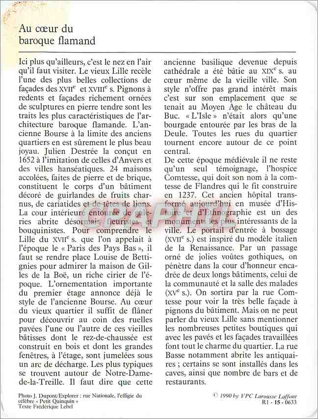 Fiche illustree Lille La vieille ville  — Rückseite