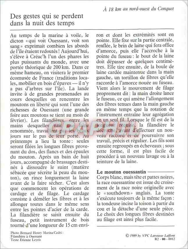 Fiche illustree Ouessant Les filandiers  — Rückseite