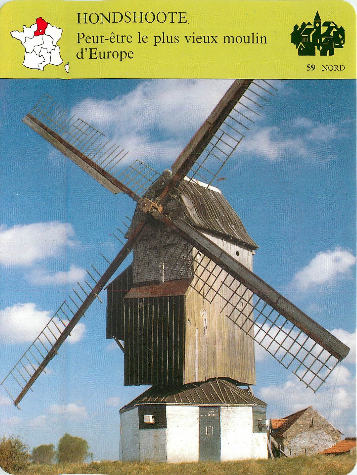 Fiche illustree Hondshoote Peut etre le plus vieux moulin d'Europe 