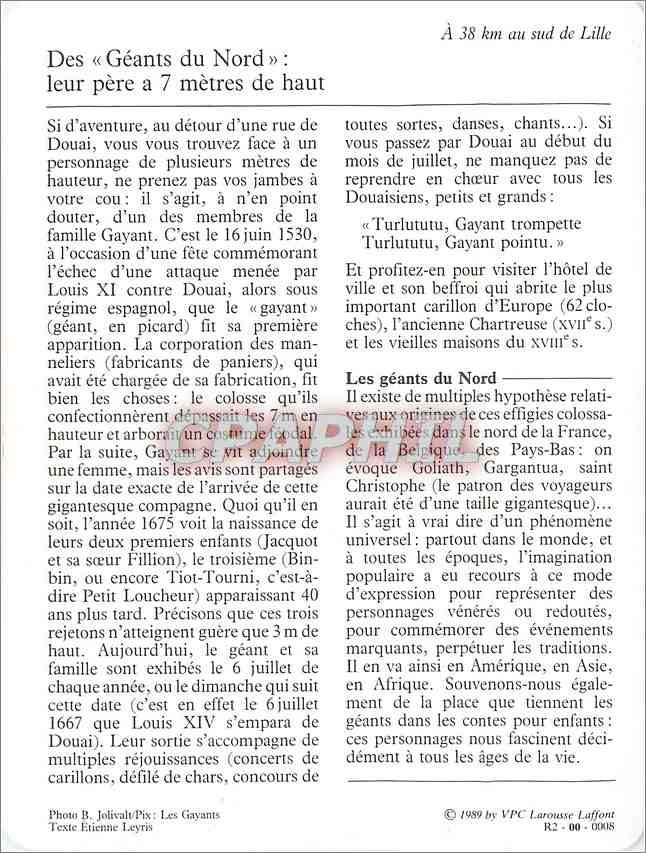 Fiche illustree Douai La fete des Gayants  — Rückseite