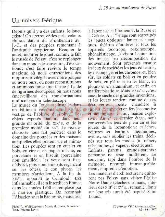 Fiche illustree Poissy Le musee du Jouet  — Verso
