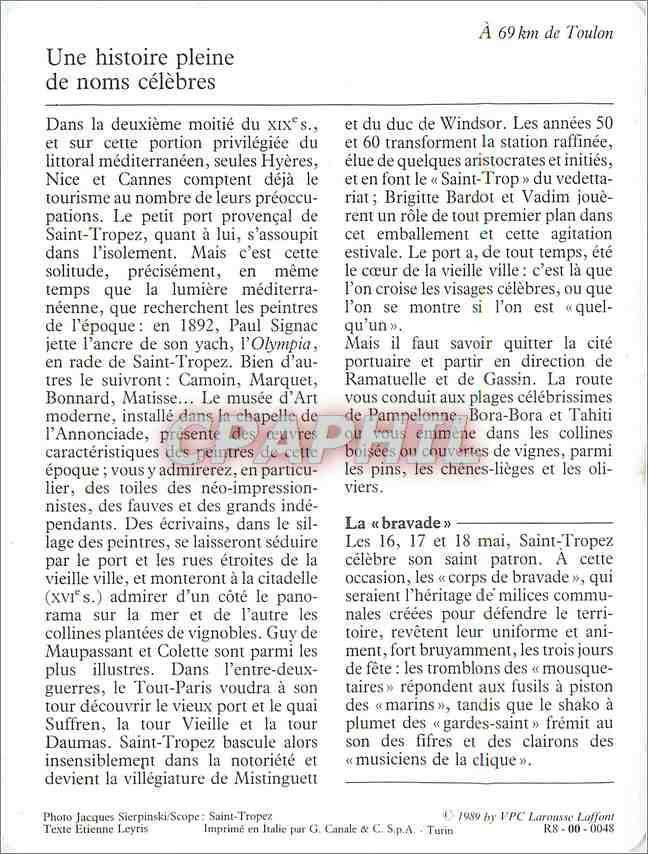 Fiche illustree Saint Tropez Le vieux port et les plages  — Verso