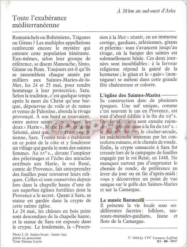 Fiche illustree Saintes Maries de la Mer Le pelerinage des Gitans  — Rückseite