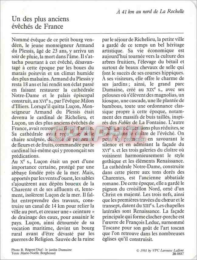 Fiche illustree Lucon La ville  — Verso