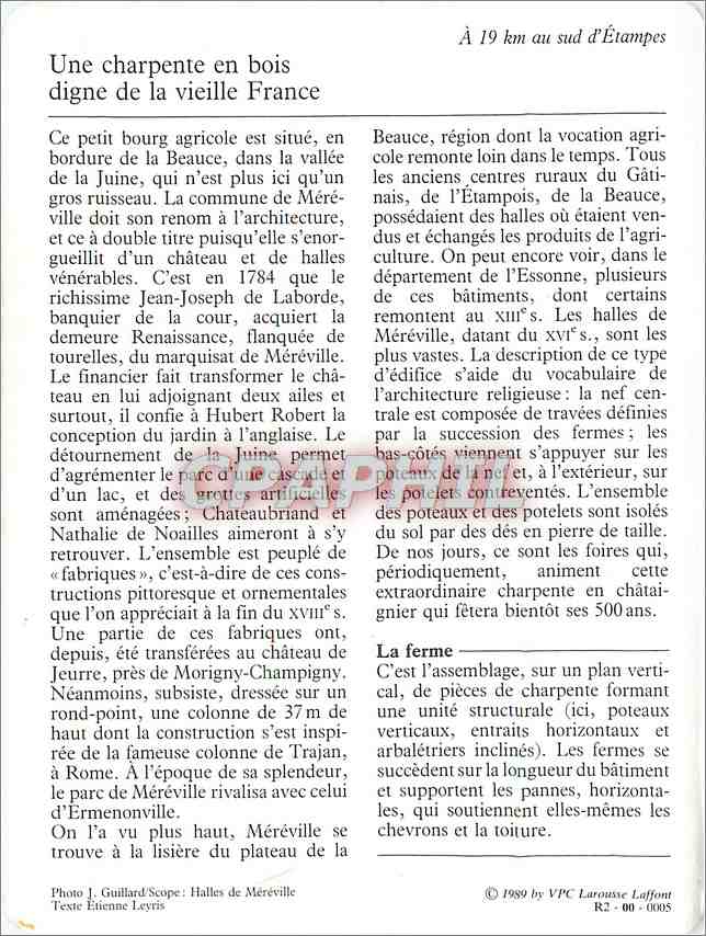 Fiche illustree Mereville Le chateau et les halles  — Verso