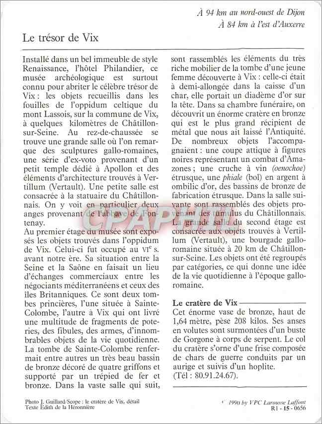 Fiche illustree Chatillon sur Seine Le musee archeologique  — Rückseite