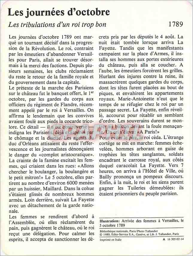 Fiche illustree Les journess d'octobre Les tribulations d'un roi trop bon  — Back