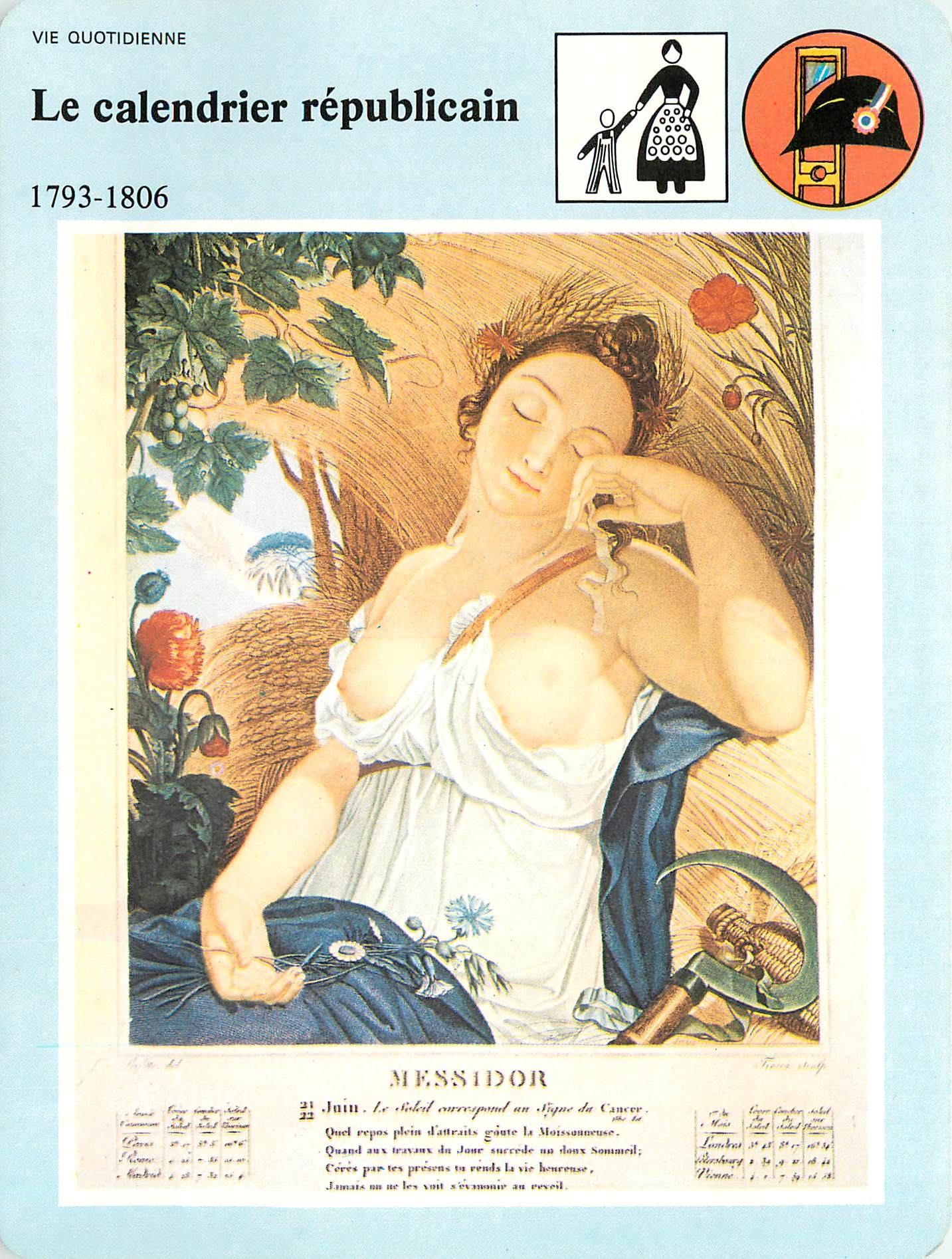 Fiche illustree Le calendrier republicain La Revolution taquine la muse 