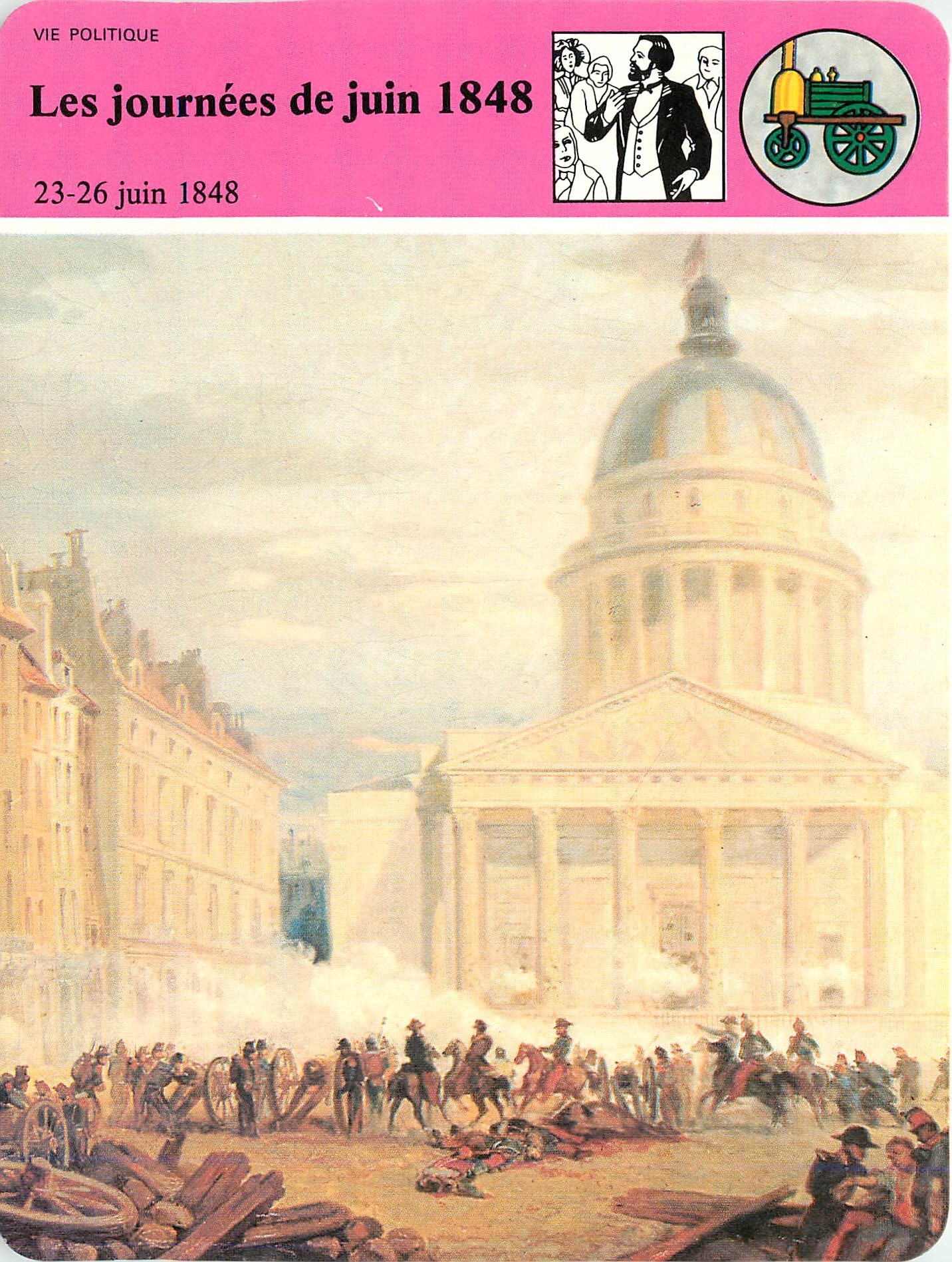 Fiche illustree Les journees de juin 1848 Du dang sar le Republique 