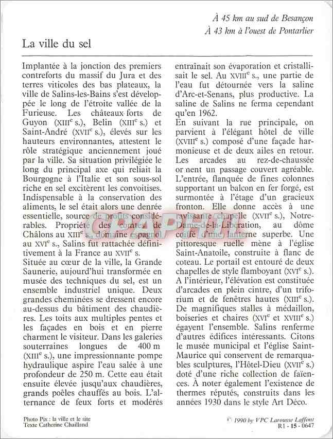 Fiche illustree Salins les Bains La ville  — Verso