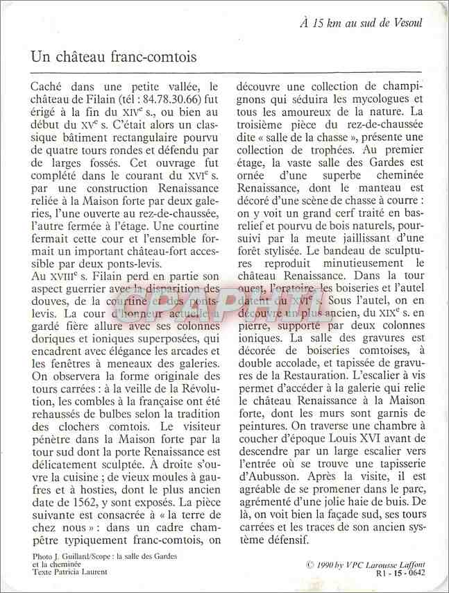 Fiche illustree Filain Le chateau  — Verso