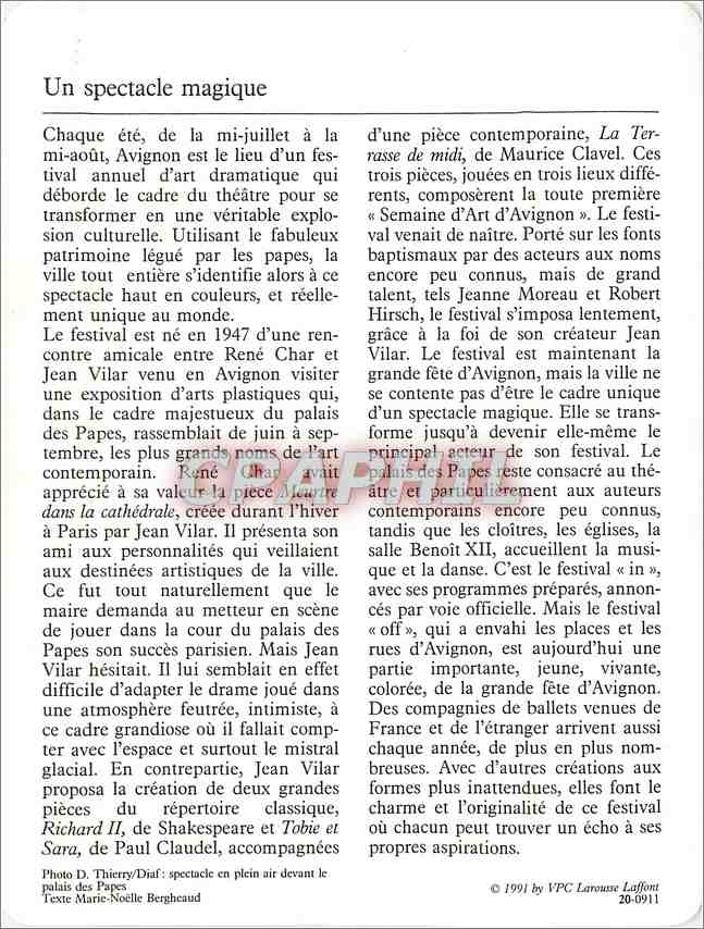 Fiche illustree Avignon Le festival  — Verso