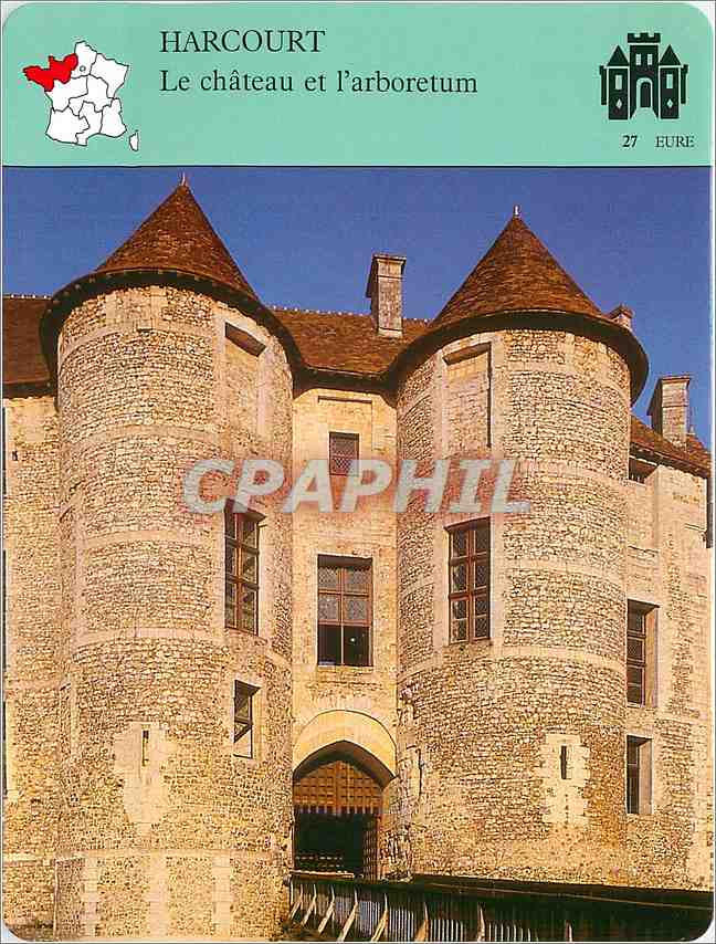 Fiche illustree Harcourt Le chateau et l'arboretum 