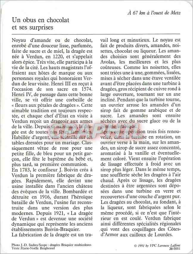 Fiche illustree Verdun La dragee  — Rückseite