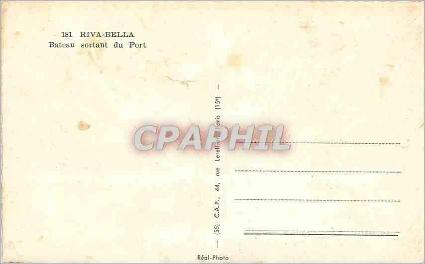 CPM Riva Bella Bateau sortant du Port  — Rückseite