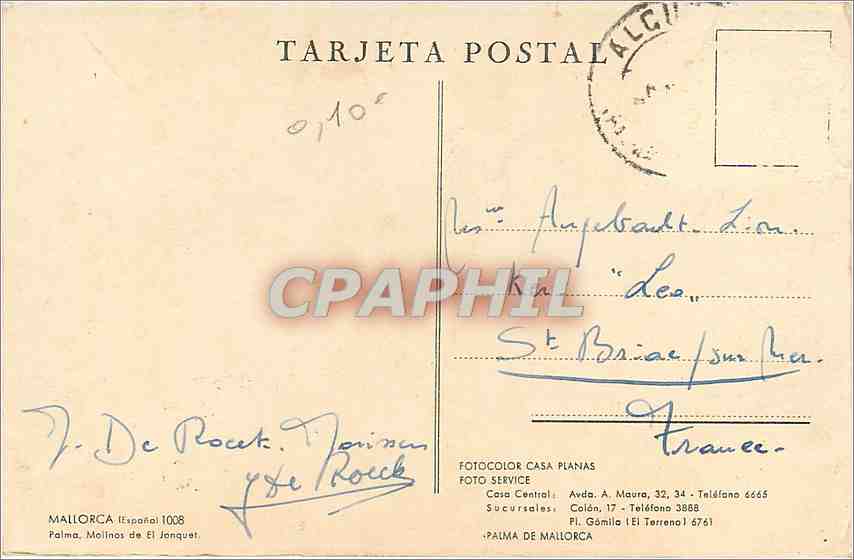 CPM Mallorca Espana Palma Molinos de El Janquet  — Rückseite