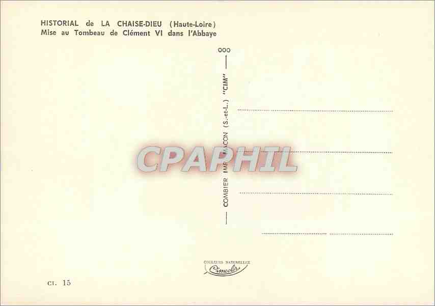 CPM Historial de la Chaise Dieu Haute Loire Mise au Tombeau de Clement VI dans l'Abbaye  — Verso