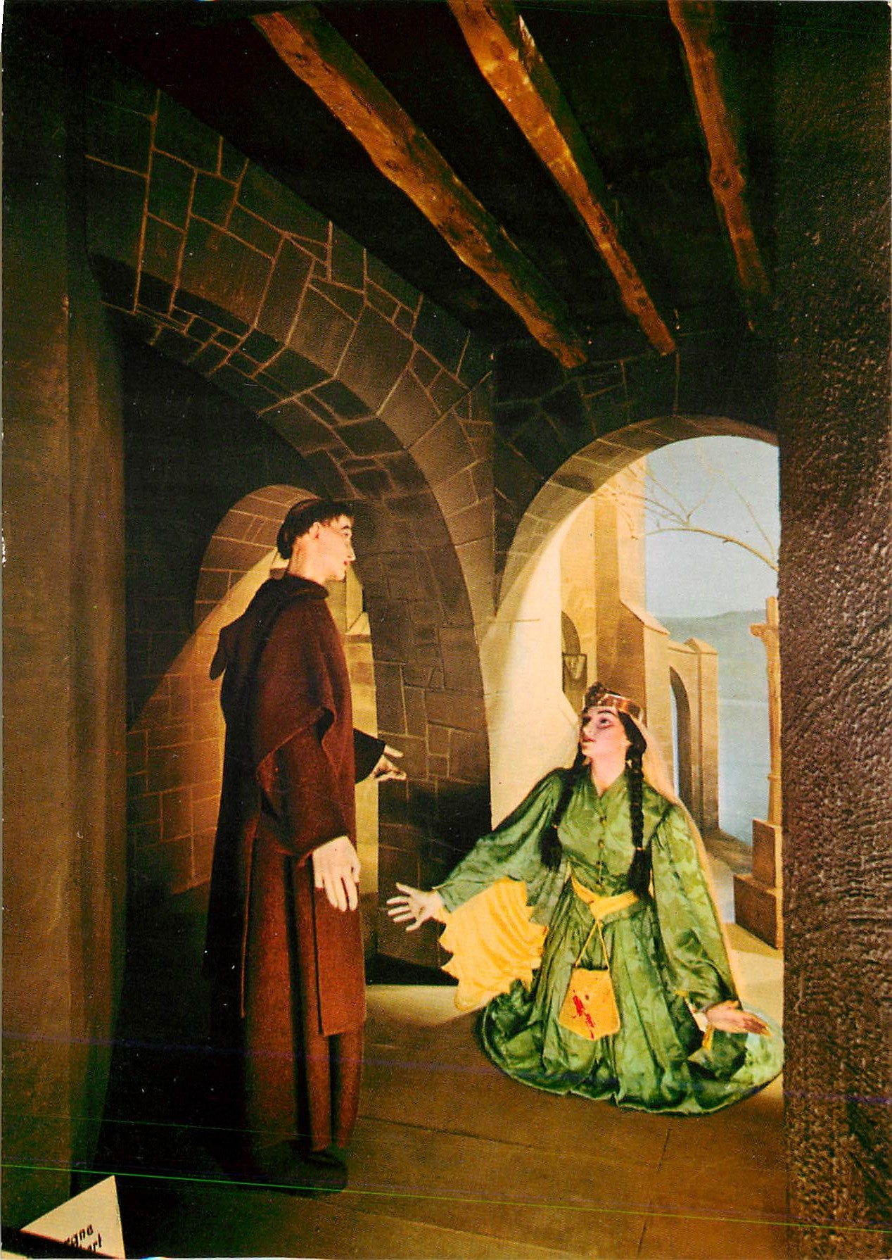 CPM Historial de la Chaise Dieu Haute Loire Judith d'Auvergne implorant St Robert au seuil du Monast