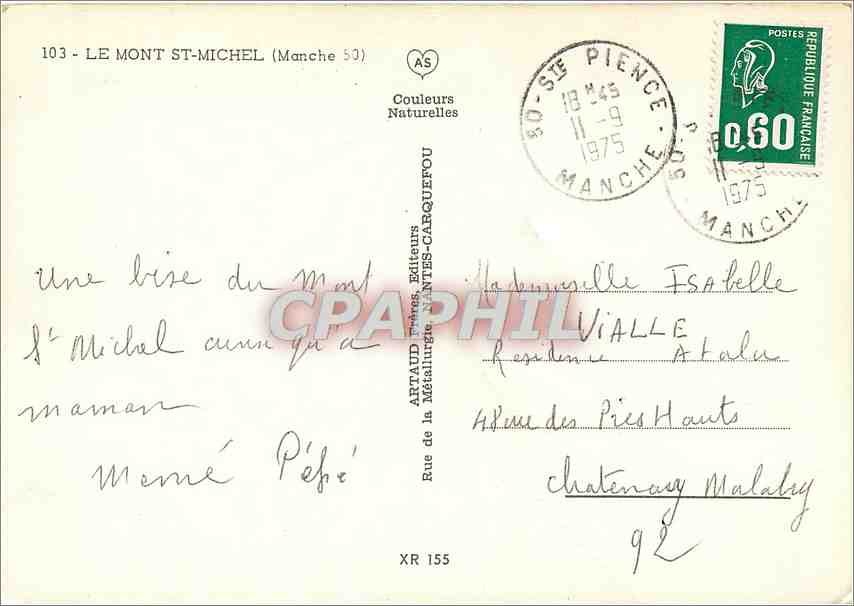 CPM Le Mont St Michel Manche Lion — Verso