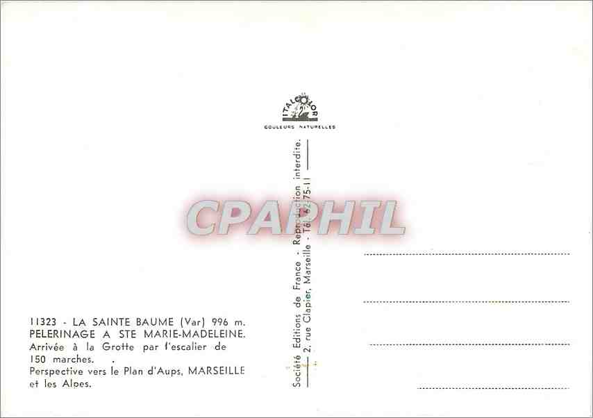 CPM La Sainte Baume Var Pelerinage a Ste Marie Madeleine  — Verso