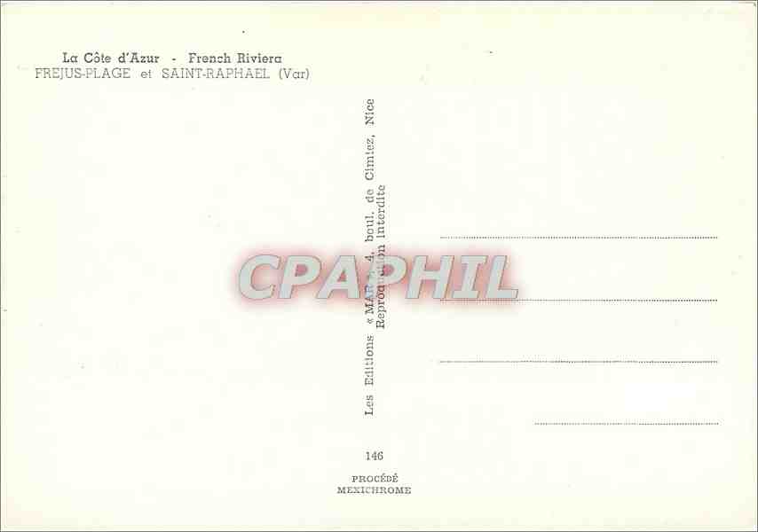 CPM La Cote d'Azur French Riviera Frejus Plage et Saint Raphael Var  — Verso