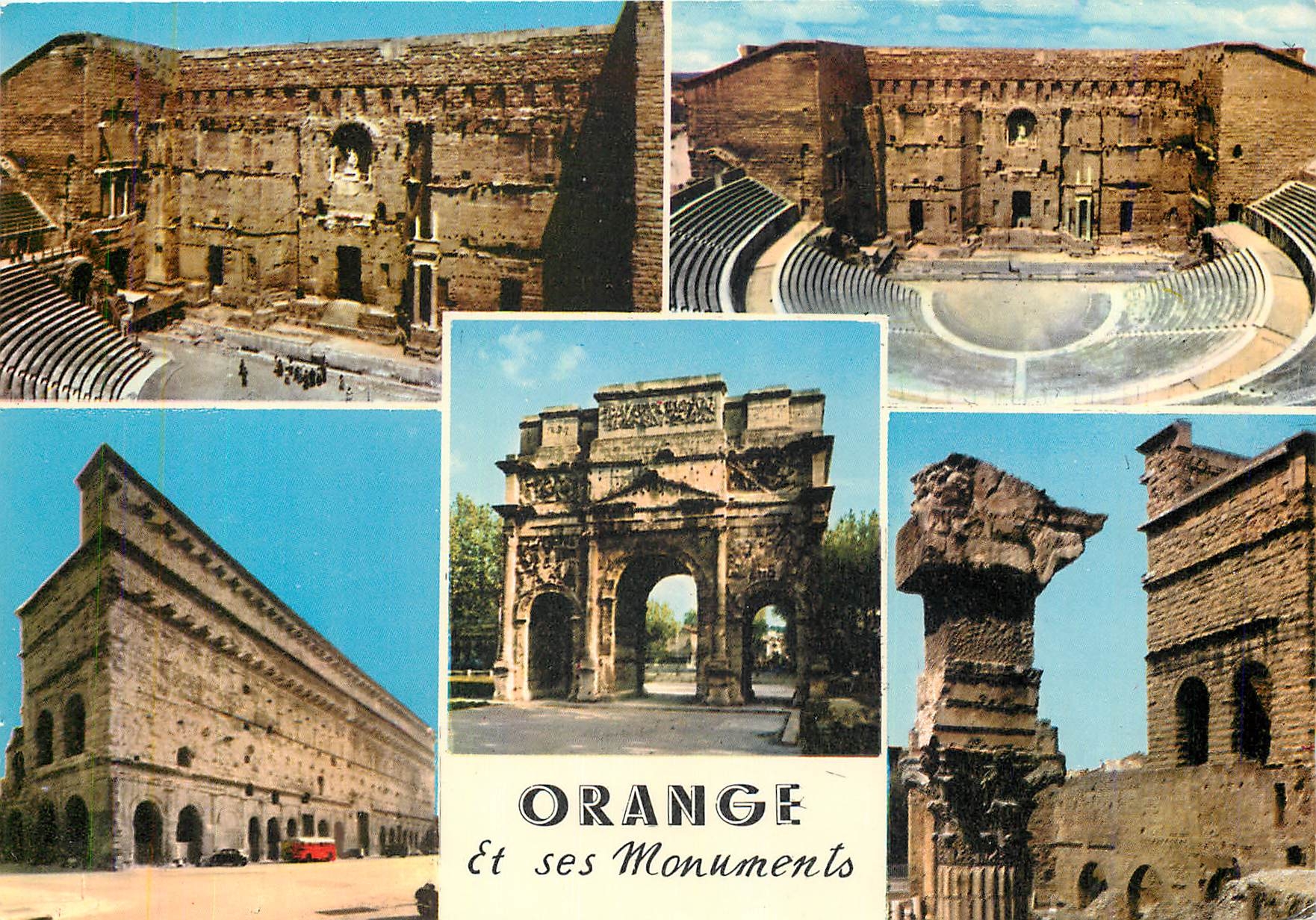 CPM Orange Vaucluse Interieur et exterieur du Theatre Antique Arc de Triomphe 