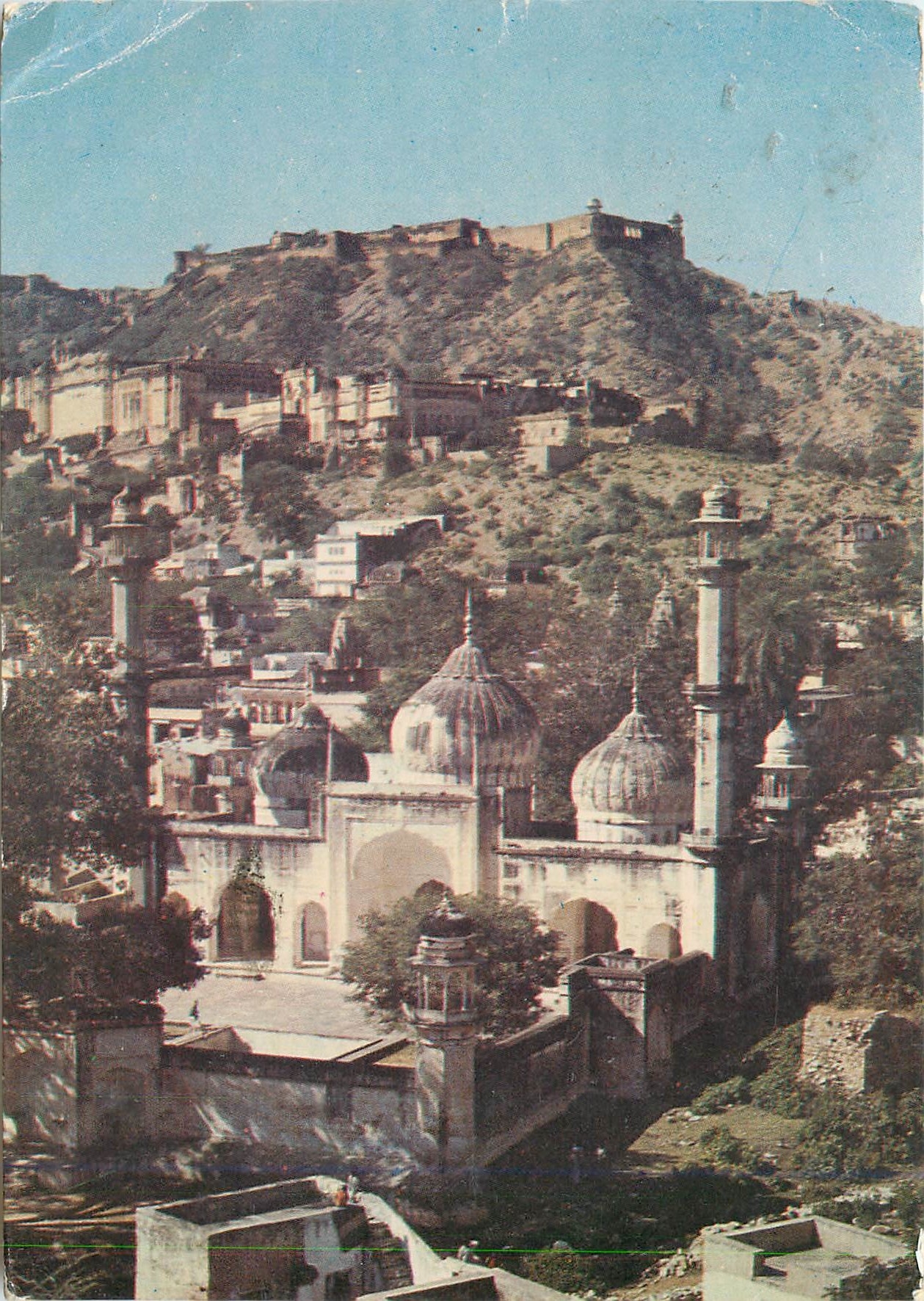 CPM Mosque with backdrop of Tiger Fort Amber Jaipur India 