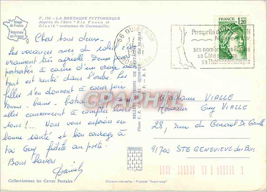 CPM La Bretagne Pittoresque Aupres de l'Stre Kiz Fouen et Glazik costumes de Cornouaille  — Verso