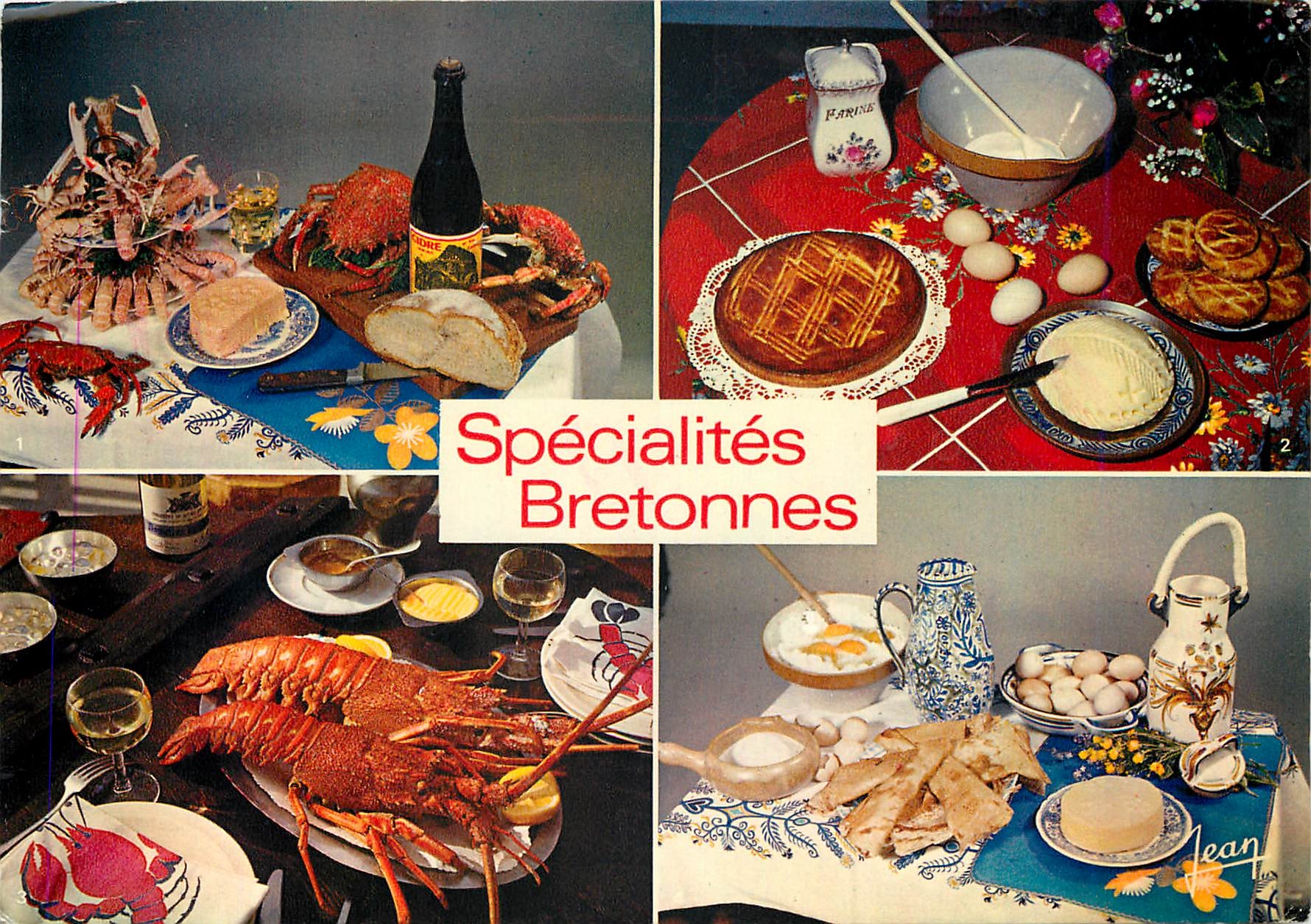 CPM Specialites Bretonnes Etrilles langoustines et crabes Gateau breton 