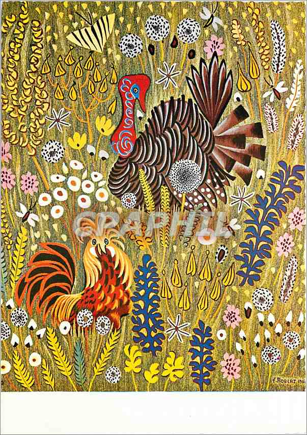 CPM Tapisserie de Dom Robert L'Herbe Haute Dinde Coq