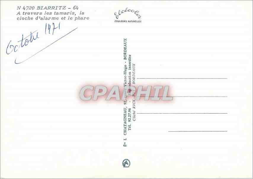 CPM Biarritz A travers les tamaris la cloche d'alarme et le phare  — Verso