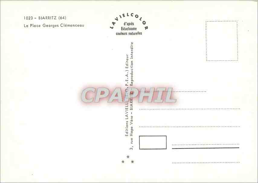 CPM Biarritz La Place Georges Clemenceau  — Verso