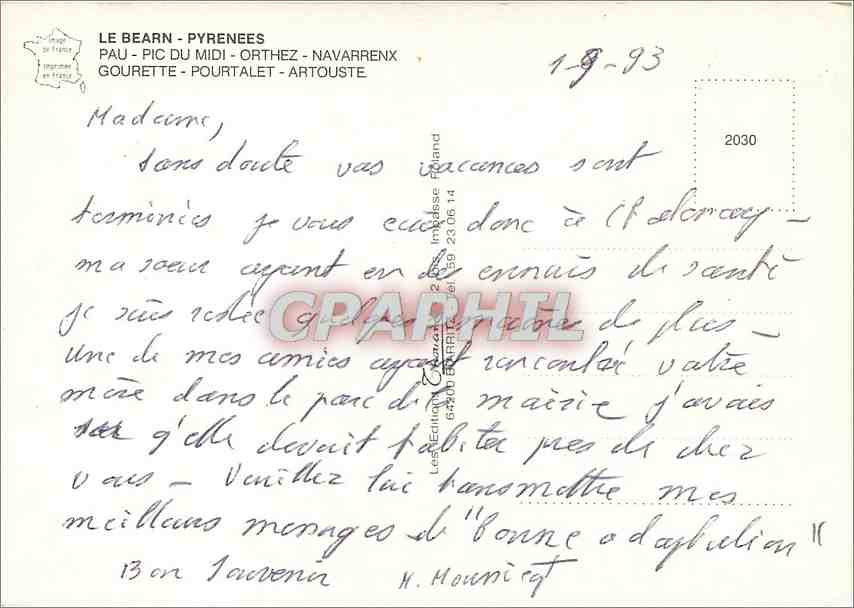 Le Bearn. Pyrénées. — Collage de paysages et monuments — Éditeur non visible — Verso