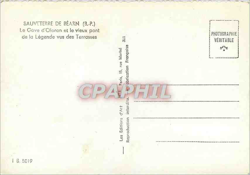 CPM Sauveterre de Bearn BP Le Gave d'Oloron et le vieux pont de la legende vus des terrasses — Rückseite