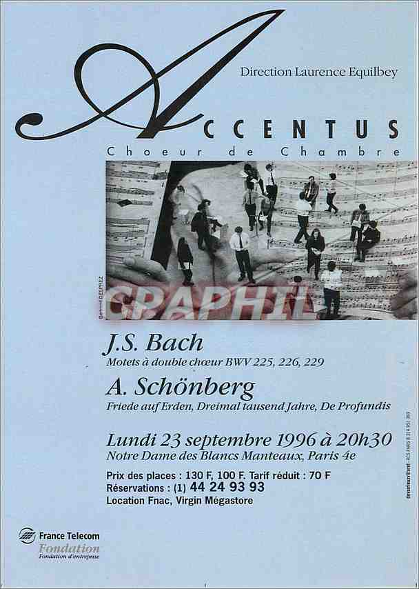 CPM Accentus Choeur de Chambre  JS Bach Schonberg France Telecom Laurence Equilbey