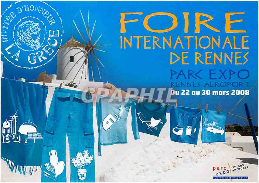 CPM Foire Internationale de Rennes Paris Expo Moulin a vent
