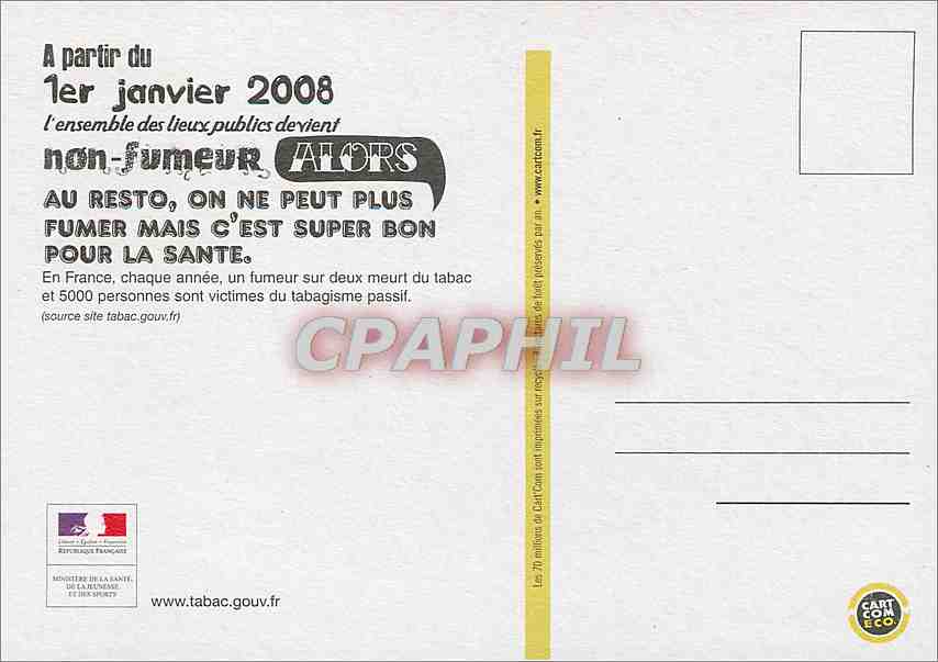 CPM A partir du 1er janvier 2008 Non Fumeur Tabac — Verso