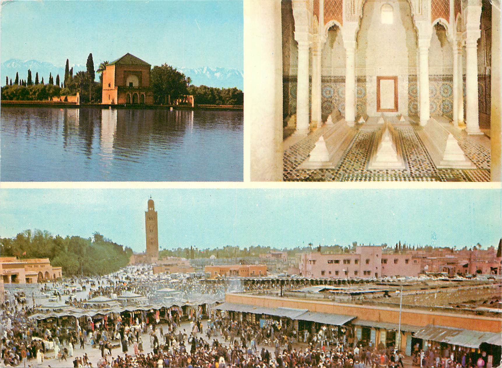 CPM Marrakech Bassin de la Menara Tombeaux Saadiens Vue generale 