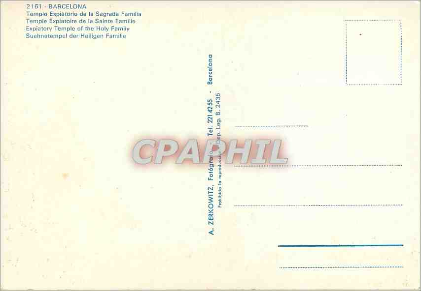 CPM Barcelona Temple Expiatoire de la Sainte Familie  — Verso