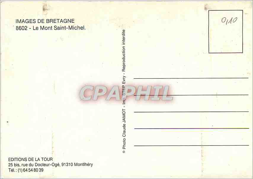 CPM Images de Bretagne Le Mont Saint Michel  — Verso
