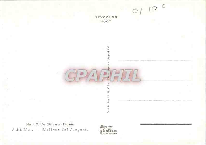 CPM Mallorca Baleares Espana Palma Molinos det Jonquet  — Rückseite
