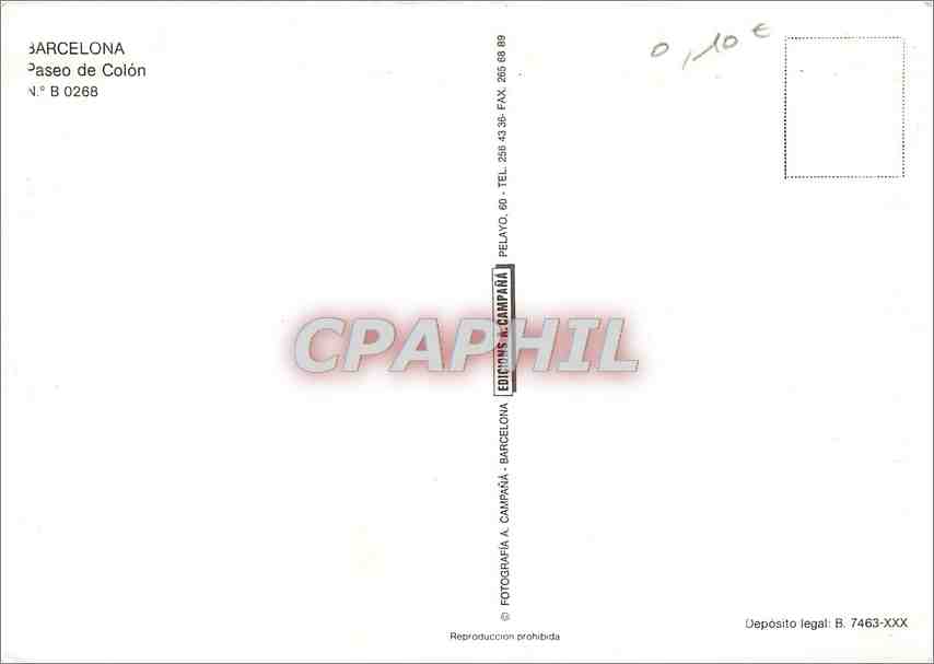 CPM Barcelona Paseo de Colon  — Verso