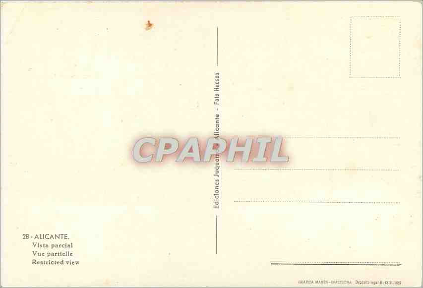 CPM Alicante Vue partielle  — Rückseite
