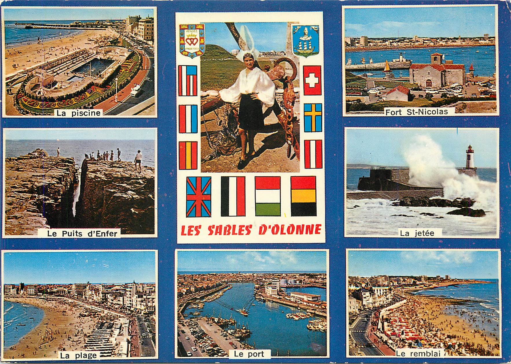 CPM Les Sables d'Olonne La piscine Fort St Nicolas Le Puits d'Enfer La jetee 
