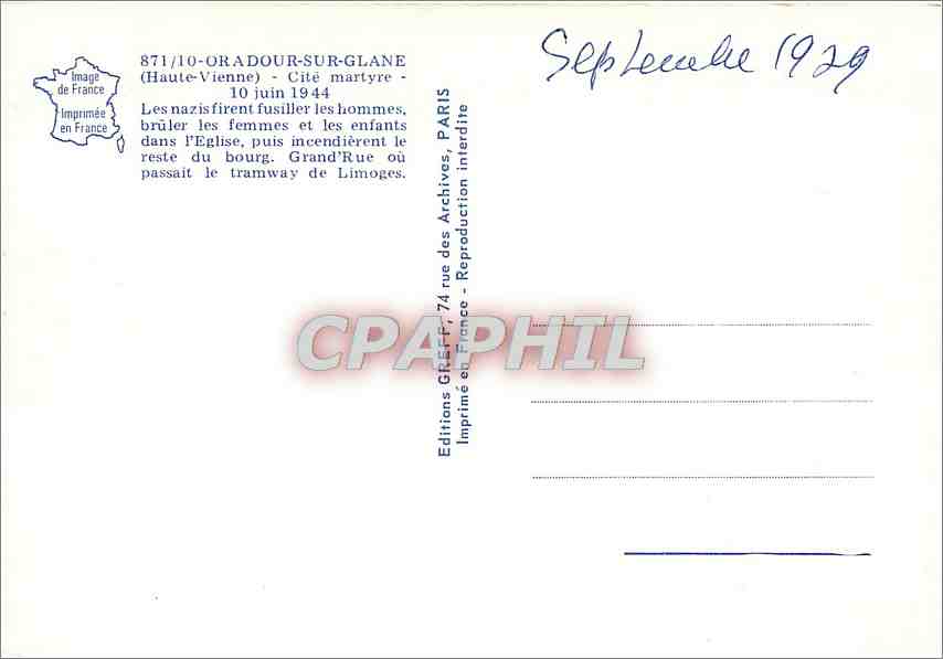 Oradour-sur-Glane — Cité martyre — Editions Greff — Verso