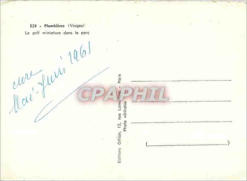 CPM Plombieres Vosges Le golf miniature dans le parc  — Verso